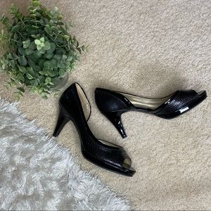 Black Platform 9.5 Peep-Toe Heels
